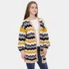 Truedames Zigzag Pattern Balloon Sleeve Cardigan In Multi