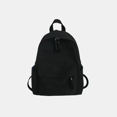 Truedames Zip Cotton Backpack Bag In Black