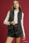Truedames Zip-front Fitted Vest With Pockets In Gray