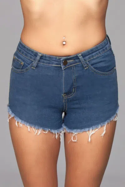 Truedames Zip Me Up Denim Shorts In Blue