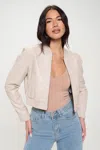 Truedames Zip Up Cropped Bomber Jacket In White