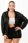 Truedames Zipped Hooded Jacket And Skort Set In Black