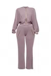 Truedames Zipper Closure Hoodie Jacket & Pants Set In Purple