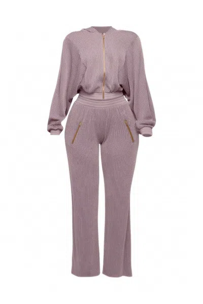 Truedames Zipper Closure Hoodie Jacket & Pants Set In Purple