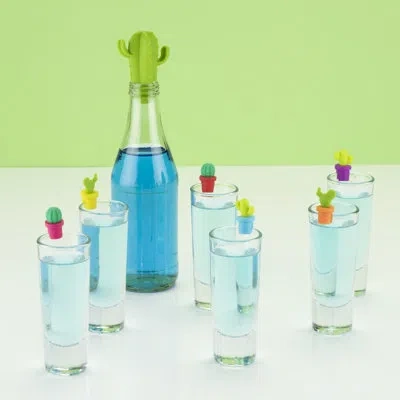 Truezoo Cactus Silicone Bottle Stopper & Drink Marker Set In Assorted