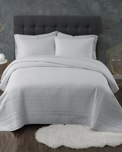 Truly Calm Antimicrobial Grey 3pc Quilt Set In Gray