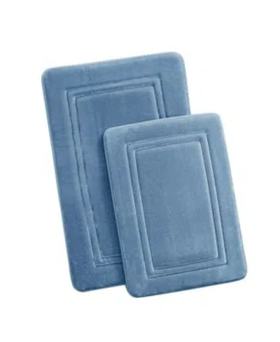 Truly Calm Antimicrobial Memory Foam Bath Rug Sets In Blue