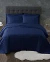 Truly Calm Antimicrobial Navy 3pc Quilt Set In Navy