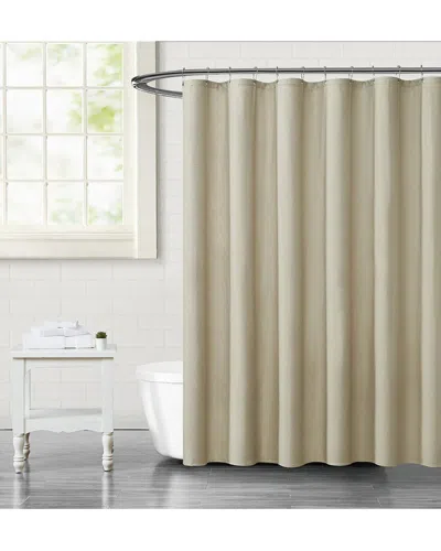 Truly Calm Embossed Fabric Beige Shower Curtain In Neutral