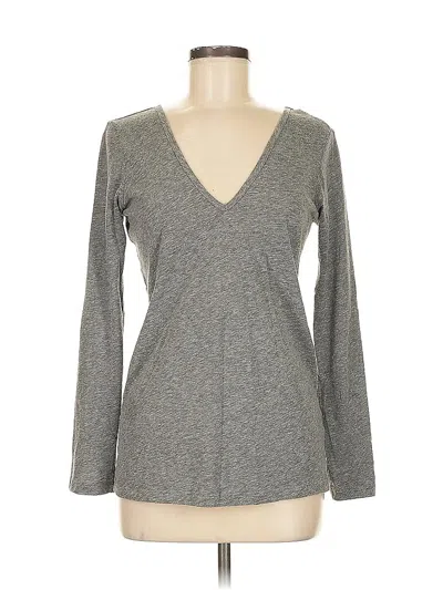 Pre-owned Truly Madly Deeply Long Sleeve Top Gray V Neck Tops