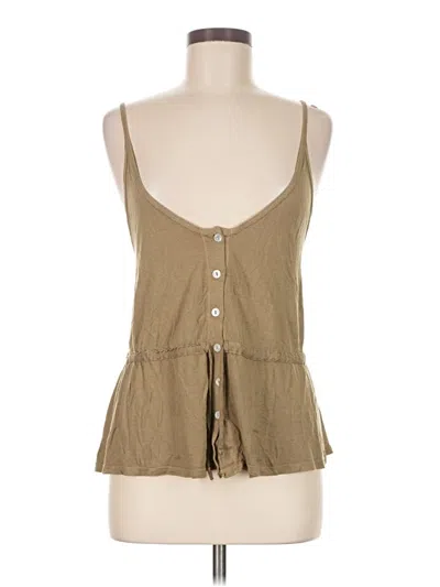 Pre-owned Truly Madly Deeply Tank Top Tan Solid Pattern Scoop Neck Tops In Brown