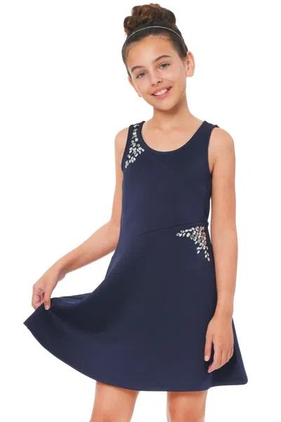 Truly Me Kids' Big Girls Asymmetrical Cut Skater Dress In Blue