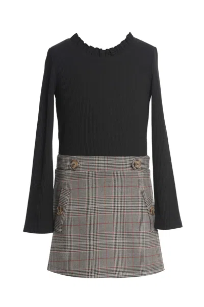 Truly Me Kids' Big Girls Long Sleeve Knit Top Dress In Gray