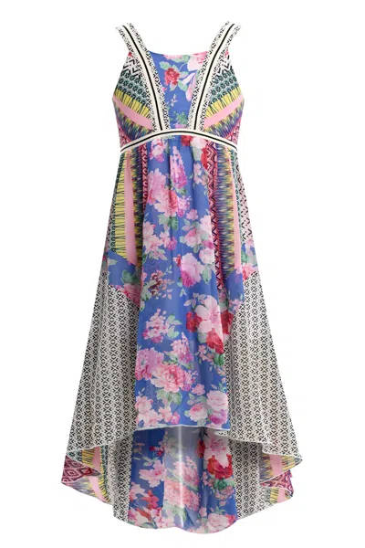 Truly Me Kids' Big Girls Mixed Print High Low Chiffon Midi Dress In Multi