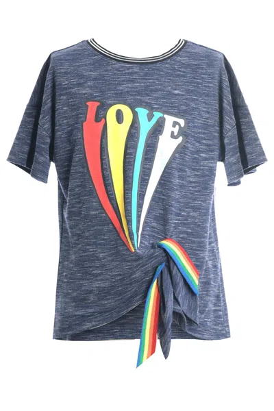 Truly Me Kids' Big Girls Tie Front Short Sleeve T-shirt In Gray