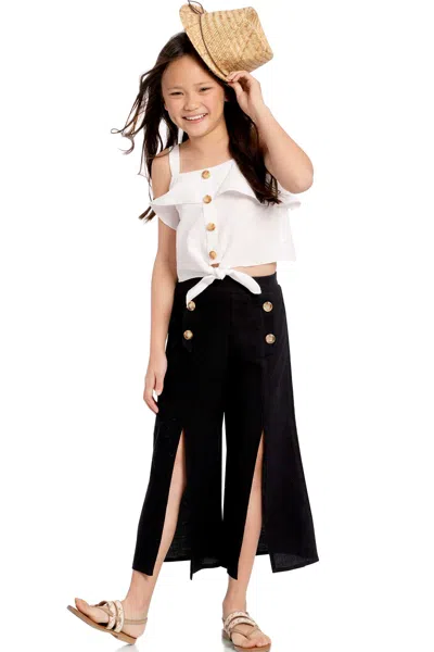 Truly Me Kids' Big Girls Tween Girls Wide Leg Front Slit Summer Pants In Black