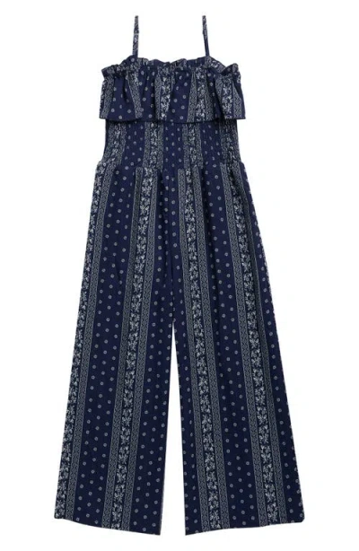 Truly Me Kids' Bandana Print Jumpsuit In Blue