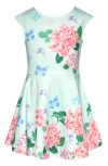 TRULY ME KIDS' BEADED FLORAL CAP SLEEVE DRESS