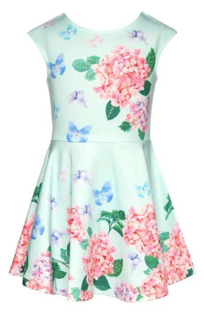 Truly Me Kids' Beaded Floral Cap Sleeve Dress In Mint