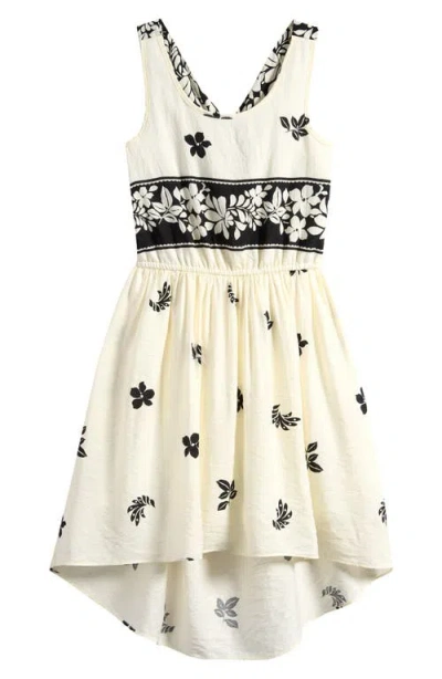 Truly Me Kids' Border Print High-low Dress In White