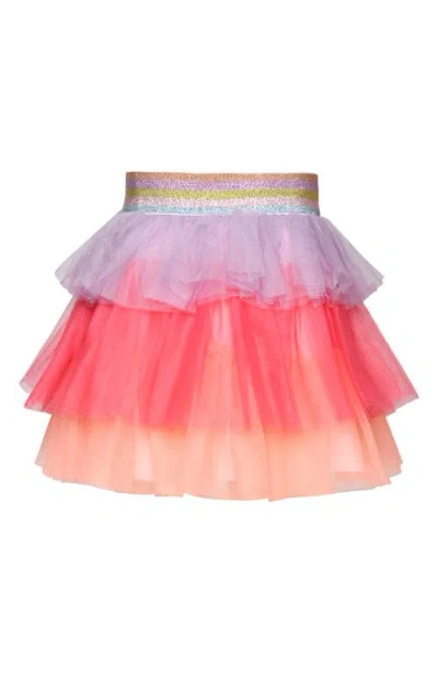 Truly Me Kids' Colorblock Tutu Skirt In Coral/pink Multi