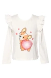 Truly Me Kids' Corgi Long Sleeve Cotton Graphic T-shirt In White