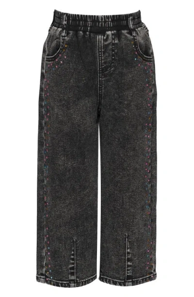 Truly Me Kids' Crystal Embellished Jeans In Black