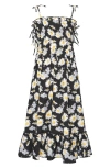 Truly Me Kids' Daisy Shirred Sundress In Black Multi