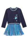 Truly Me Kids' Dreidel Mock Two-piece Dress In Blue
