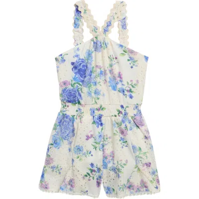 Truly Me Kids' Floral Eyelet Romper In Multi