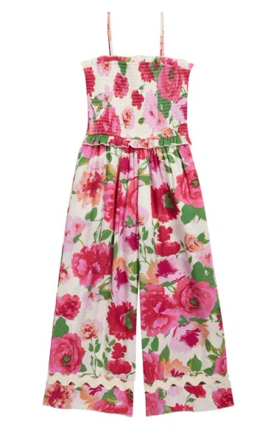 Truly Me Kids' Floral Print Jumpsuit In Multi