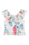 Truly Me Kids' Floral Print Ruffle Top In Multi