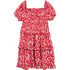 Truly Me Kids' Floral Ruffle Tiered Sundress In Red