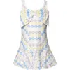 Truly Me Kids' Geometric Eyelet Dress In White Multi