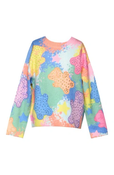 Truly Me Kids' Gummy Bear Embellished Print Sweater In Multi