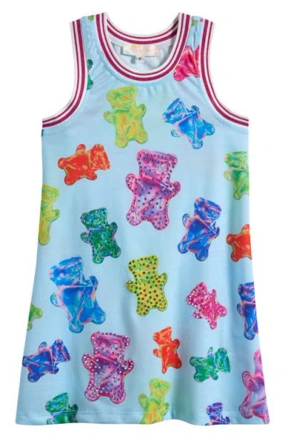 Truly Me Kids' Gummy Bear Print Racerback Dress In Blue