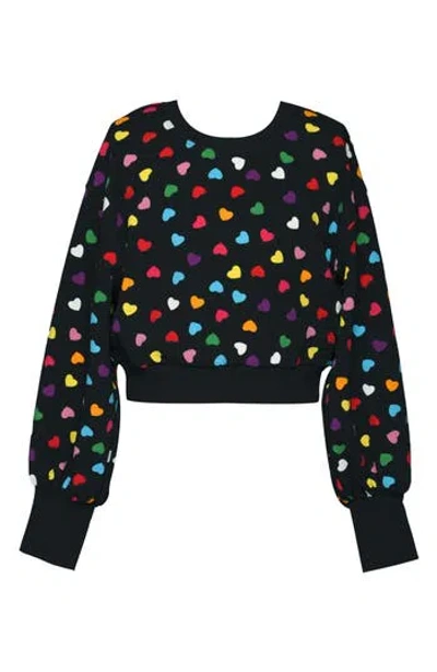 Truly Me Kids' Heart Crop Sweatshirt In Blue