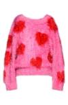 Truly Me Kids' Heart Eyelash Sweater In Pink