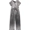 Truly Me Kids' Metallic Jumpsuit In Gray