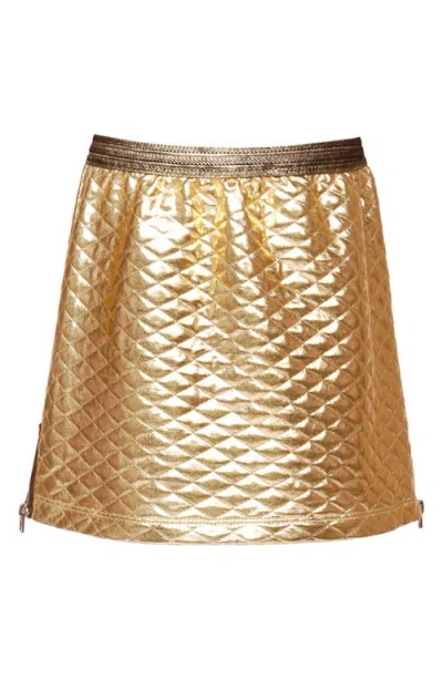 Truly Me Kids' Metallic Quilted Skirt In Gold