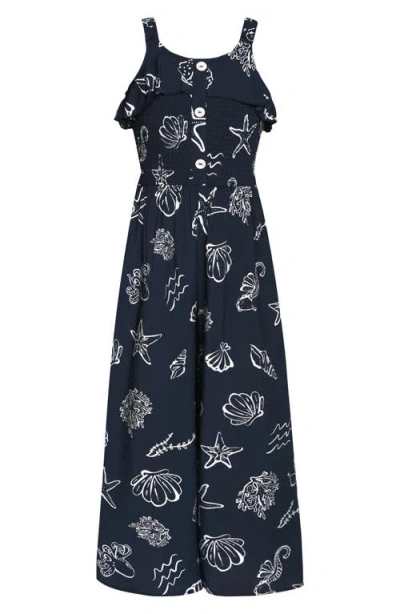 Truly Me Kids' Ocean Print Jumpsuit In Blue