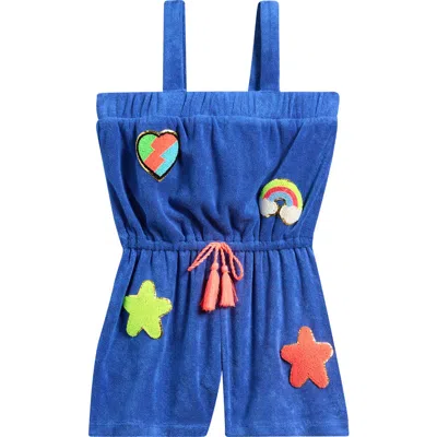 Truly Me Kids' Patch Terry Cloth Romper In Blue