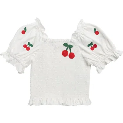 Truly Me Kids' Smocked Cherry Top In White