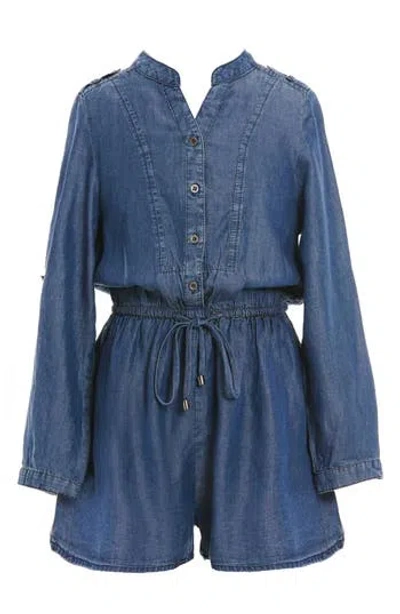 Truly Me Kids' Soft Denim Romper In Blue