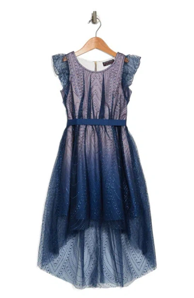 Truly Me Kids' Sparkle Fit & Flare Dress In Navy Blue