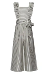 Truly Me Kids' Stripe Ruffle Jumpsuit In Black