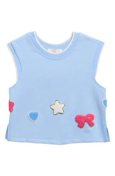 Truly Me Kids' Terry Americana Sleeveless Top In Blue