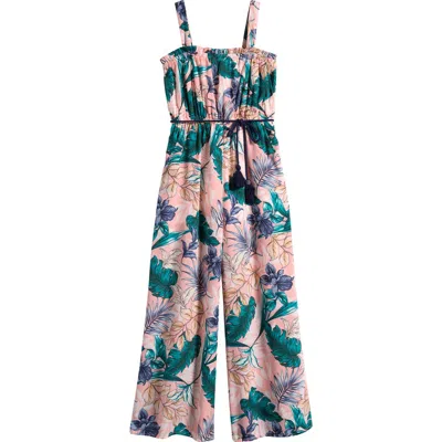 Truly Me Kids' Tropical Print Wide Leg Jumpsuit In Multi