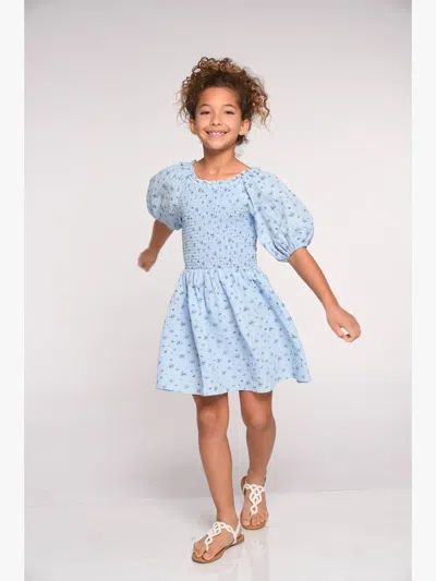 Truly Me Kids' Little L Big L Tween Girl Boho Cottage Core Ditsy Floral Dress In Blue