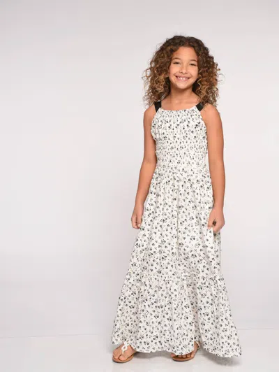 Truly Me Kids' Little L Big L Tween Girls Ditsy Floral Print Boho Maxi Dress In Multi